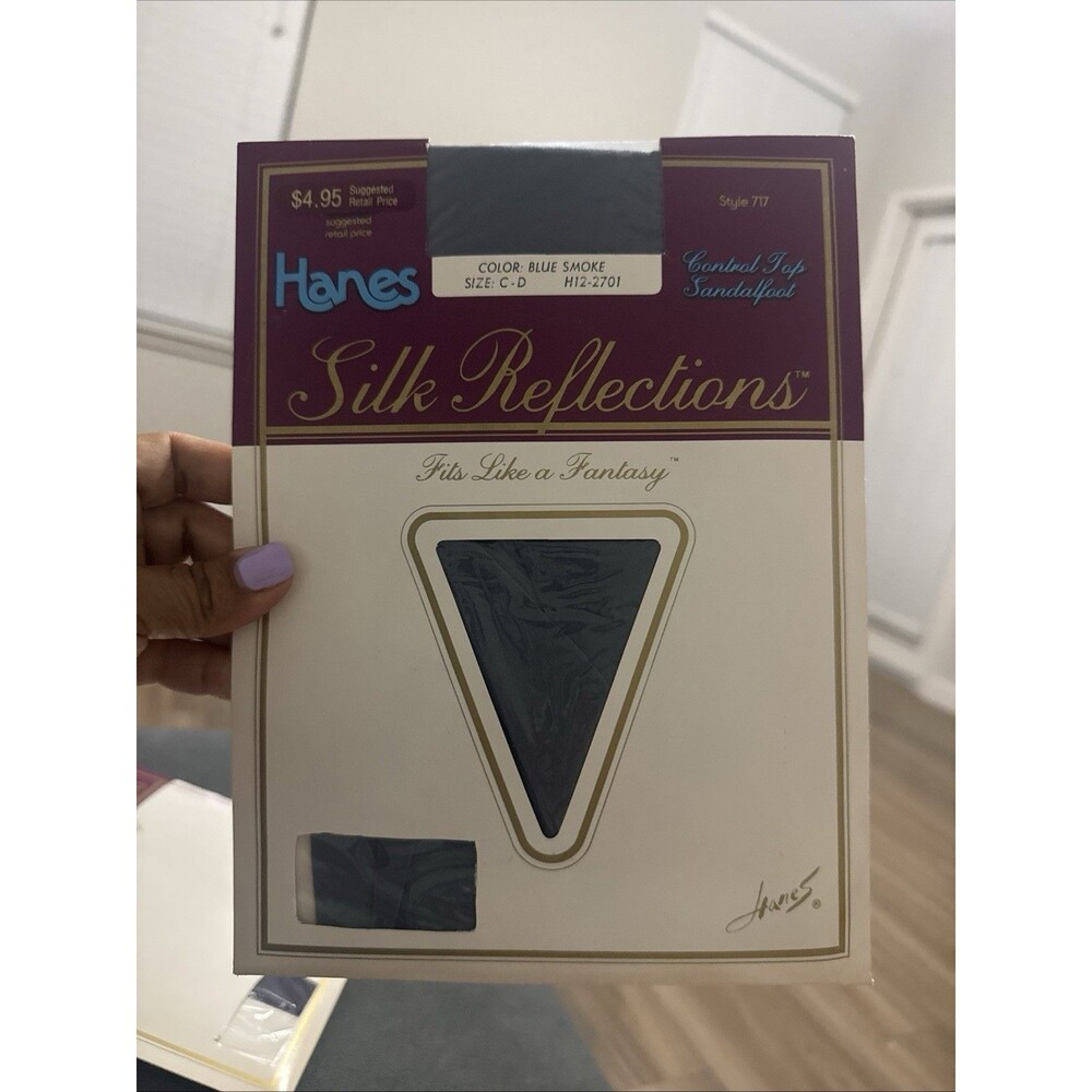 Vintage Hanes Silk Reflections Blue Smoke,Control Top Pantyhose C-D New